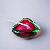 Red and green Sommerso ashtray by Seguso, Murano glass, Italy, 1970s