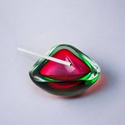 Red and green Sommerso ashtray by Seguso, Murano glass, Italy, 1970s