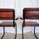 Set of 4 Vintage Quilted Leather Dining Chairs: Black Metal Base