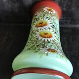 Vase Napoleon lll green opaline enamelled and gilded with fine gold