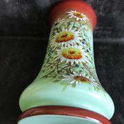 Vase Napoleon lll green opaline enamelled and gilded with fine gold
