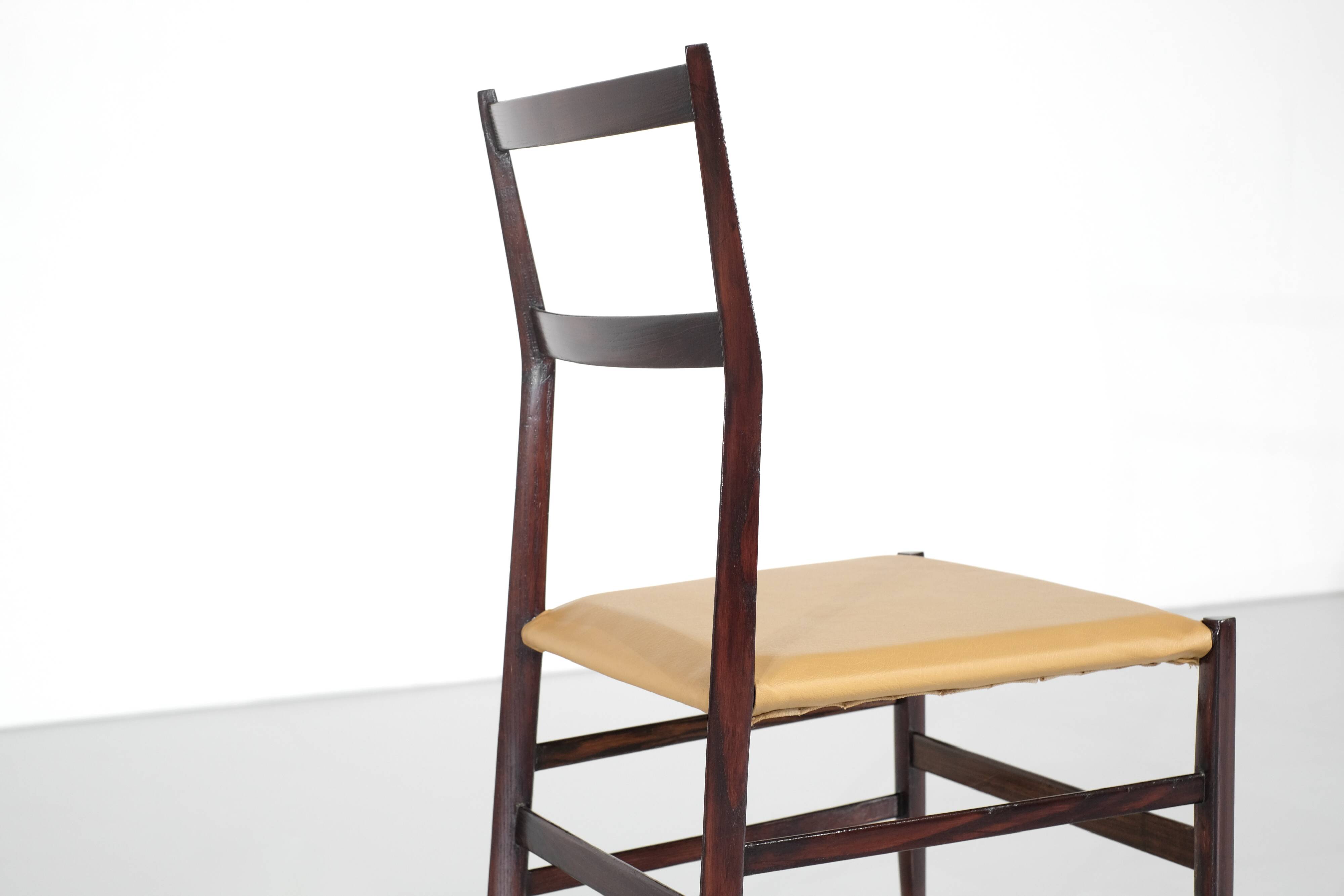 "Superleggera" chair in wood, created by Gio Ponti for Cassina, Italy.