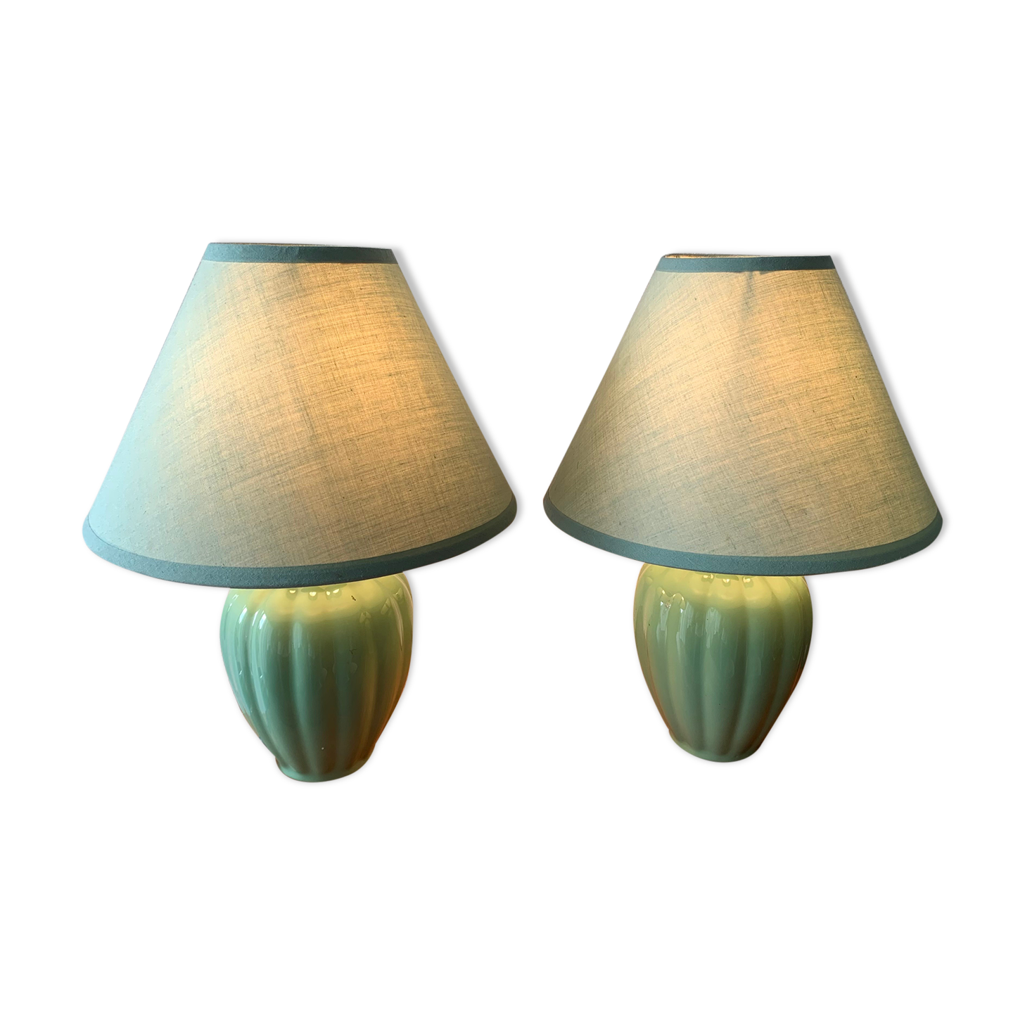 Pair of green lamps