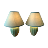 Pair of green lamps