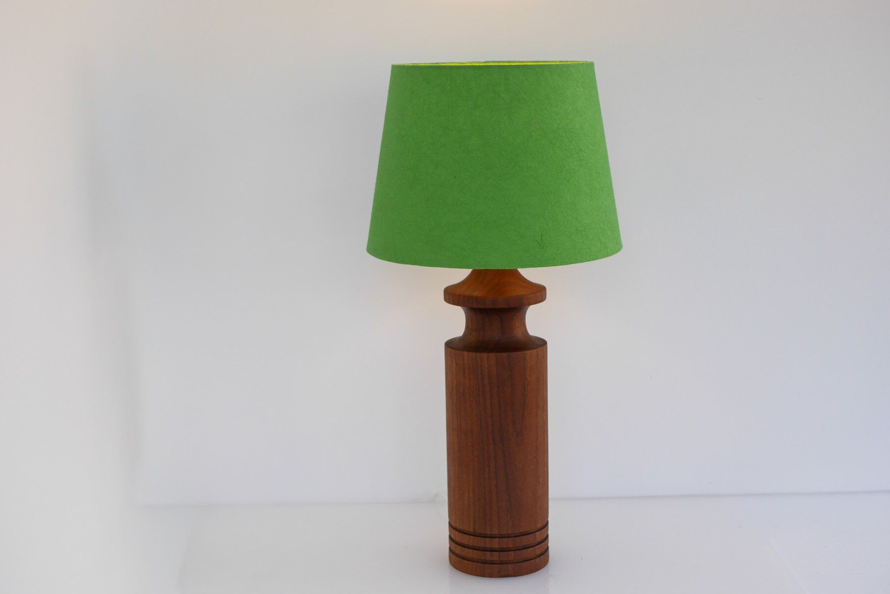Large mid-century modern Danish teak table lamp