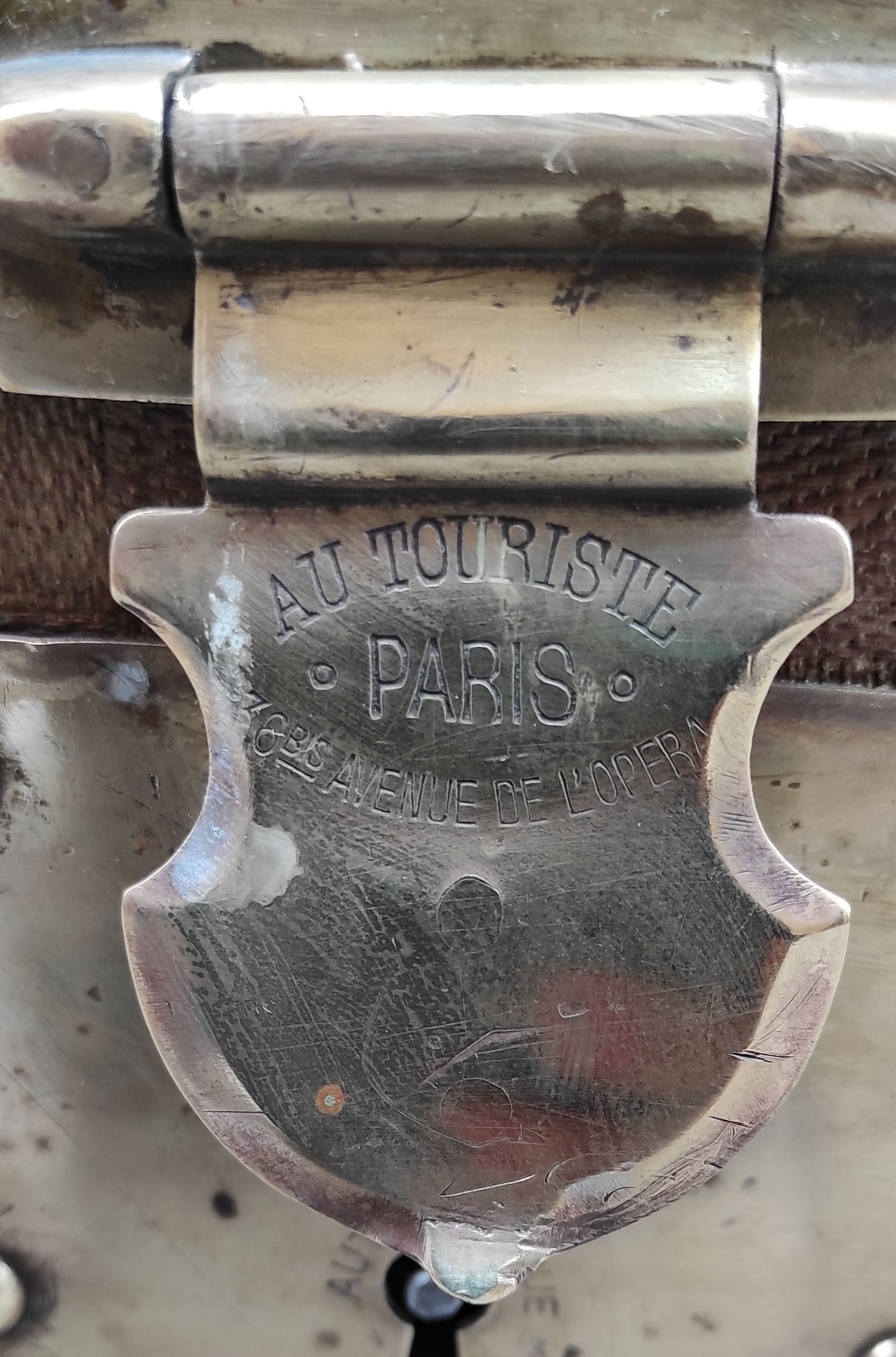 Checkerboard canvas travel trunk