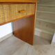 Vintage cane rattan desk with a large top and 5 drawers - 1960s/70s.