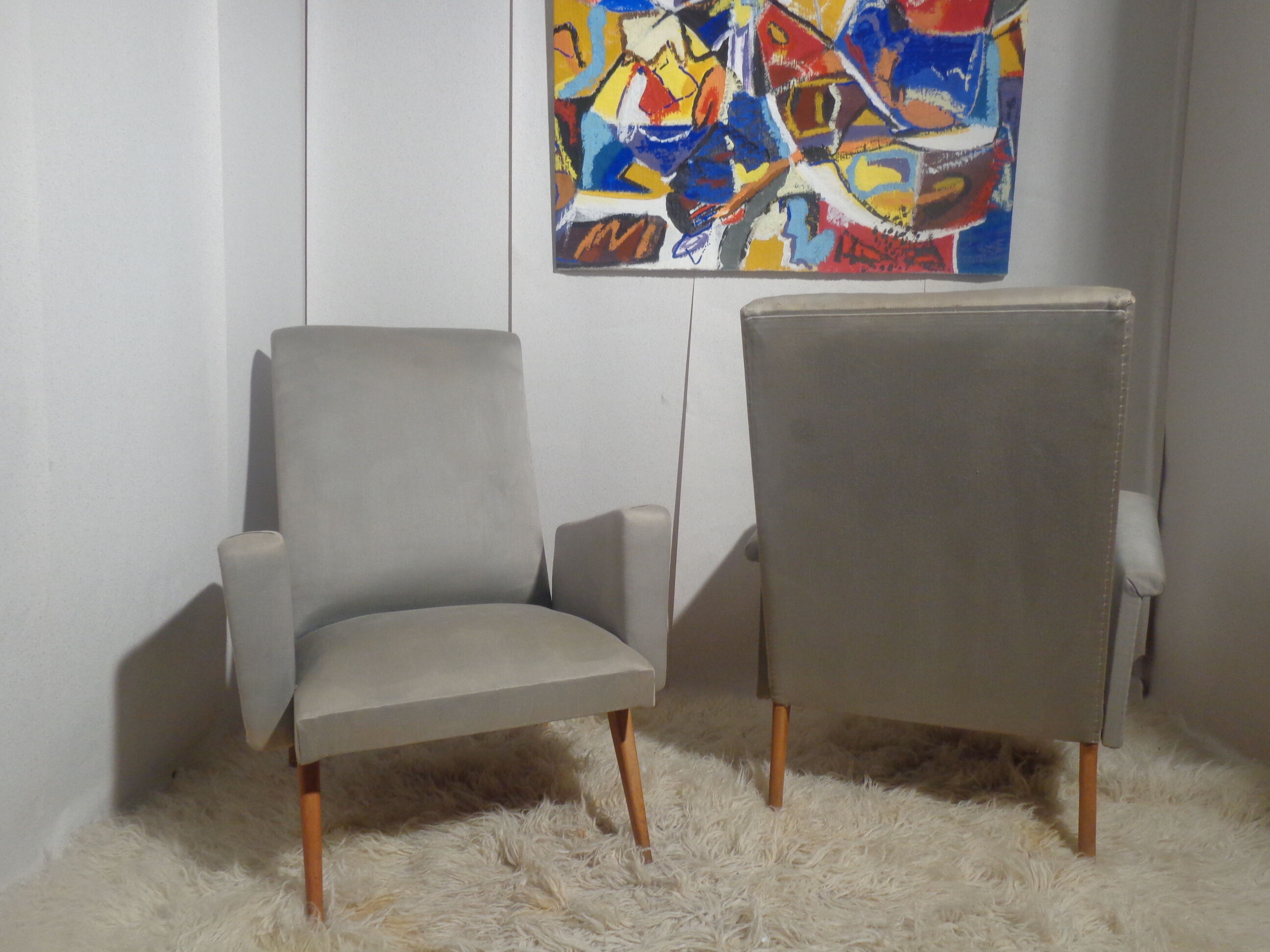Pair of vintage chairs from the 50s compass feet