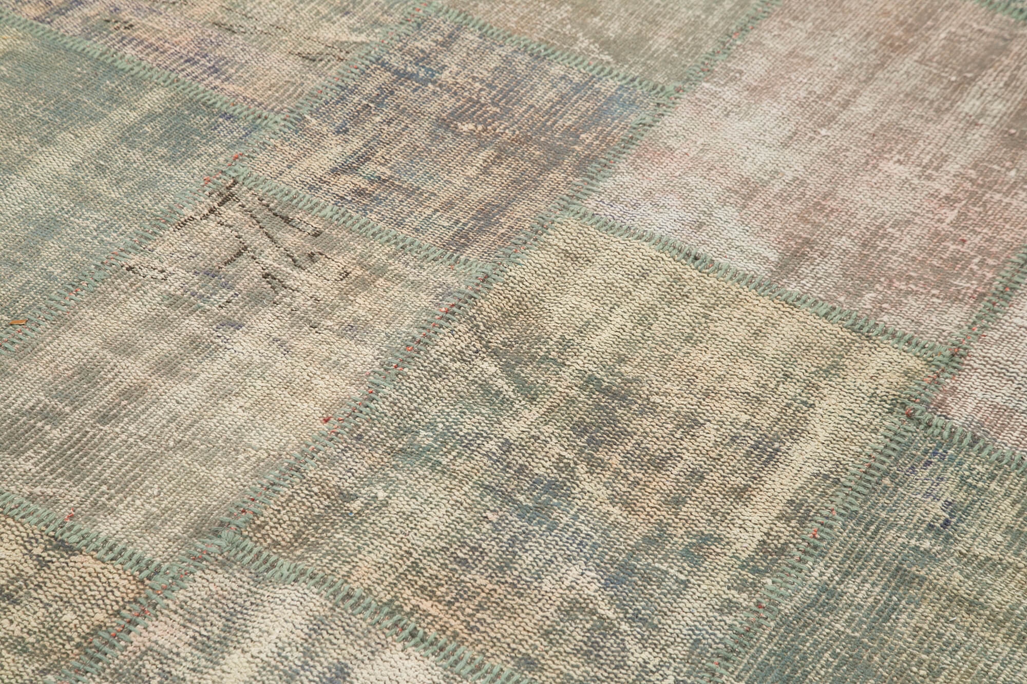 Handmade anatolian overdyed 176 cm x 243 cm grey patchwork rug