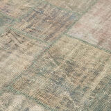 Handmade anatolian overdyed 176 cm x 243 cm grey patchwork rug