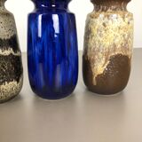 Set of four vintage pottery fat lava "242-22" vases made by Scheurich, Germany