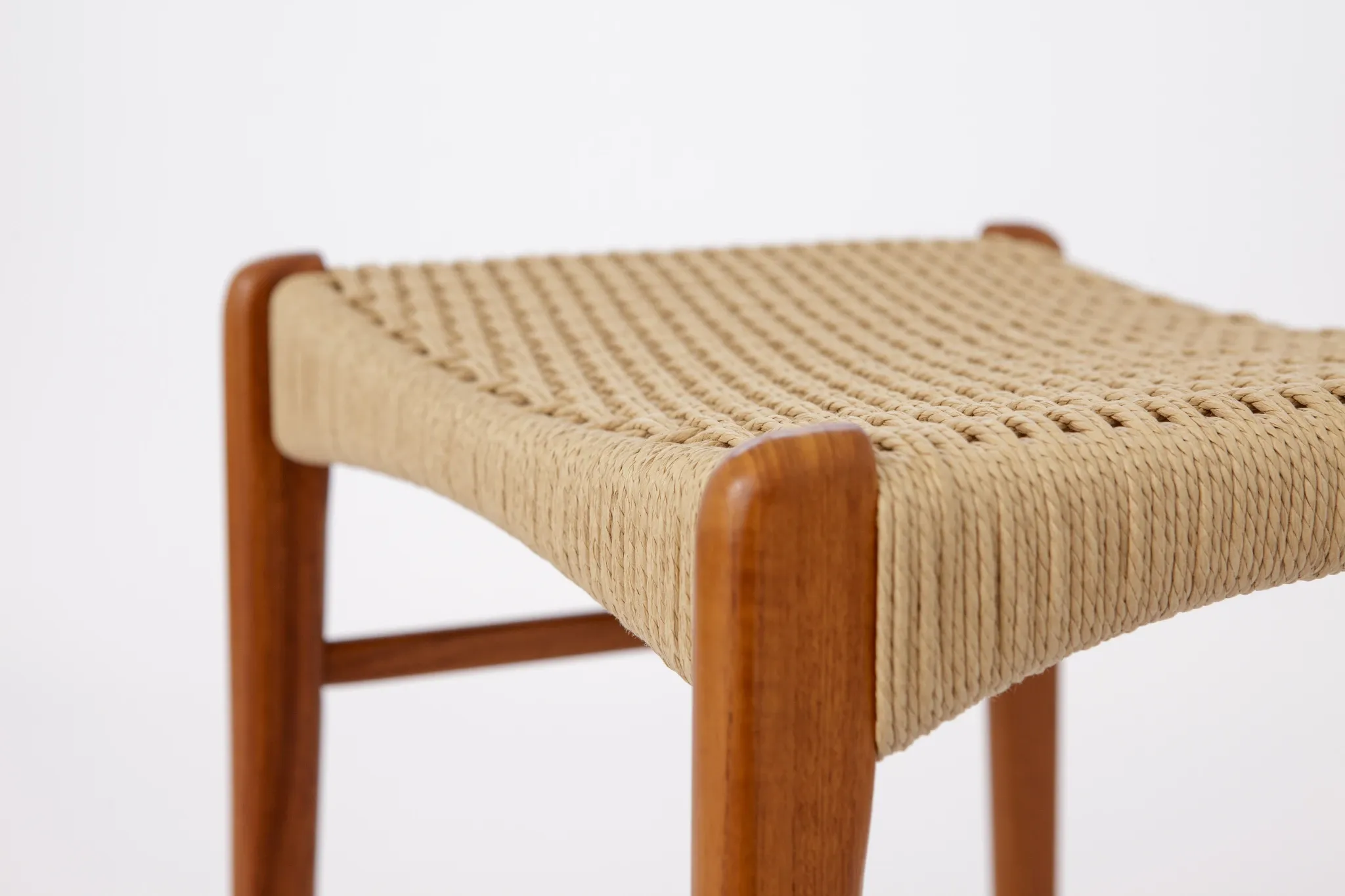 Arne Wahl Iversen Teak Ottoman, Danish Mid-Century Footstool, 1960s-1970s