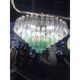 Vintage Green “Quadriedro” and Clear Triedro Murano Style Glass Chandelier