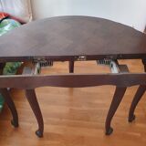 Extendable half moon mahogany table