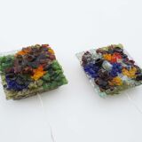 Pair of faceted glass brutalist sconces