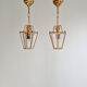 Pair of brass and bevelled glass pendant lights/lanterns, 1950-60.