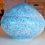 Large blue glazed ceramic biscuit jar Diameter 32.5 cm