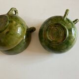 Set of 4 green glazed earth bowls from Biot 1960