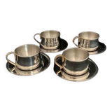 Set of 4 cups and their saucer "Inoxry" Italy