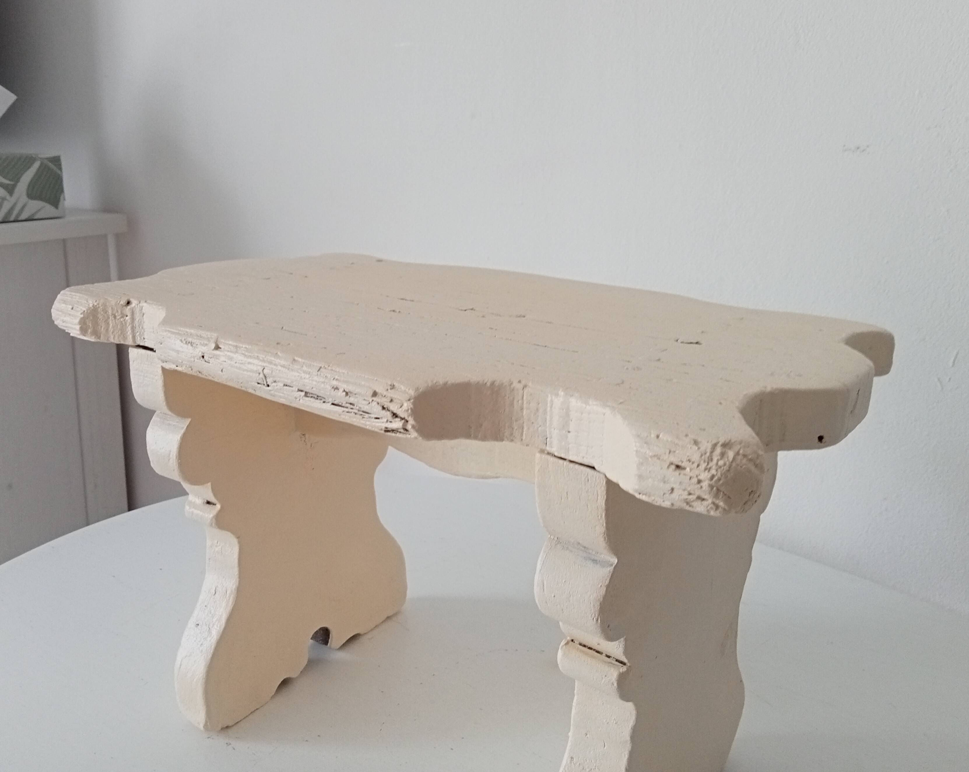 Antique carved solid wood stool