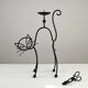 Black Painted Metal Cat Candle Holder, Snuffer & Original Label by Gunnar Ander for Ystad-Metall, Sweden, 1950s/60s
