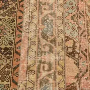 Brown Cream Vintage Persian Runner Rug, Rugs For Rustic Hallway, 74x327Cm
