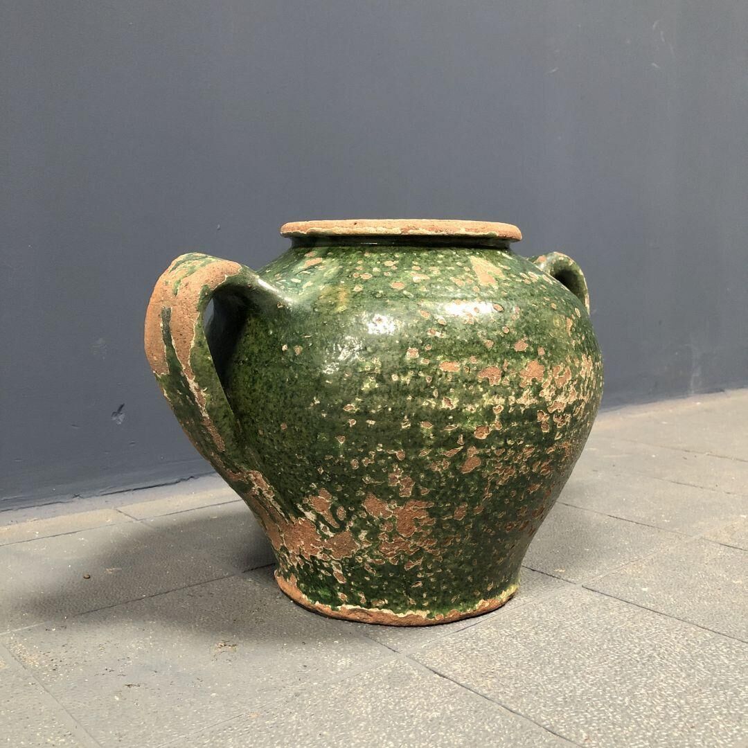 Dark green jug enamelled
