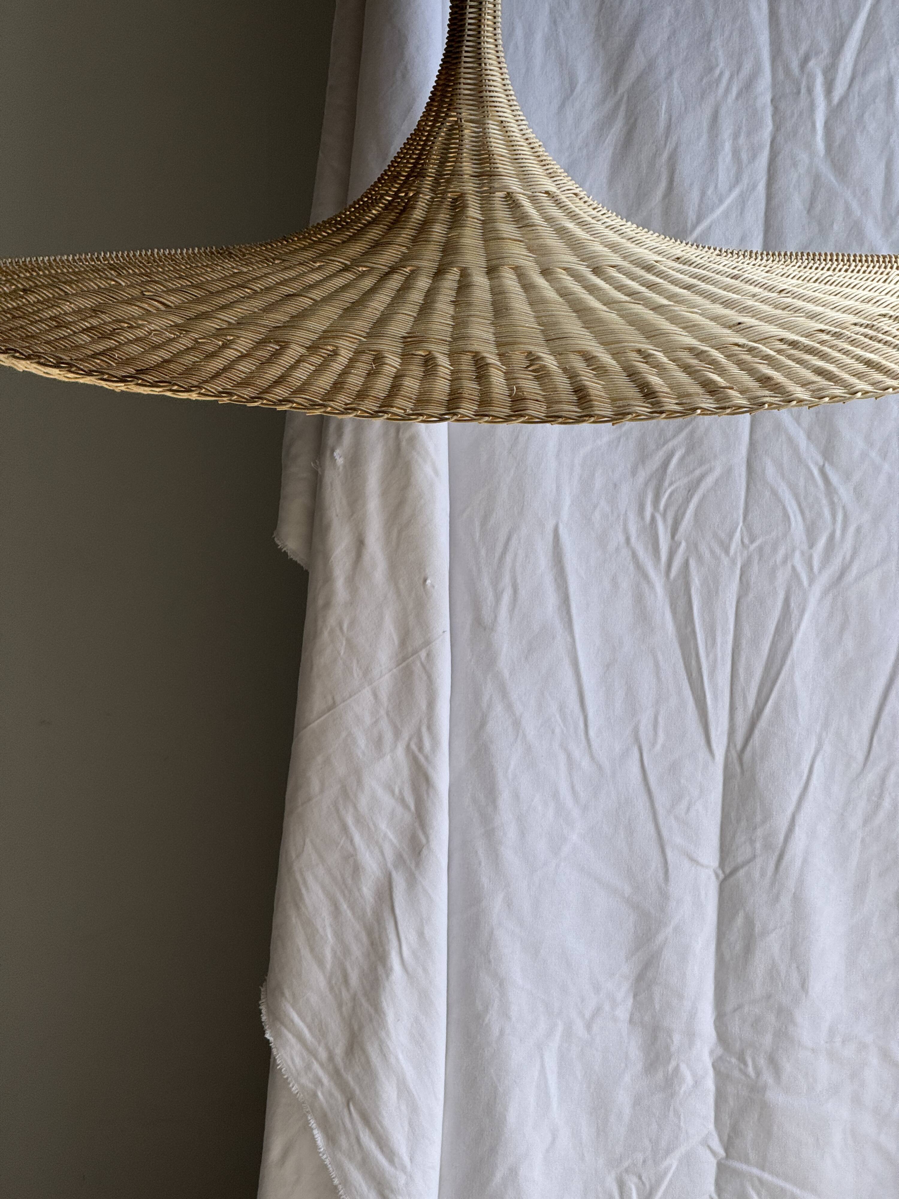 Very large rattan pendant light in the shape of a hat D125 H50
