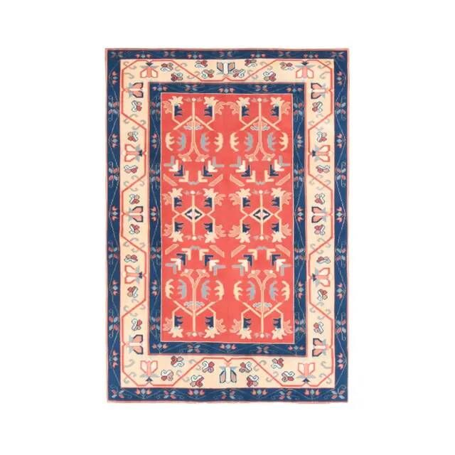 Vintage Turkish Oushak Handmade Wool Cotton Red Area Rug 130x190
