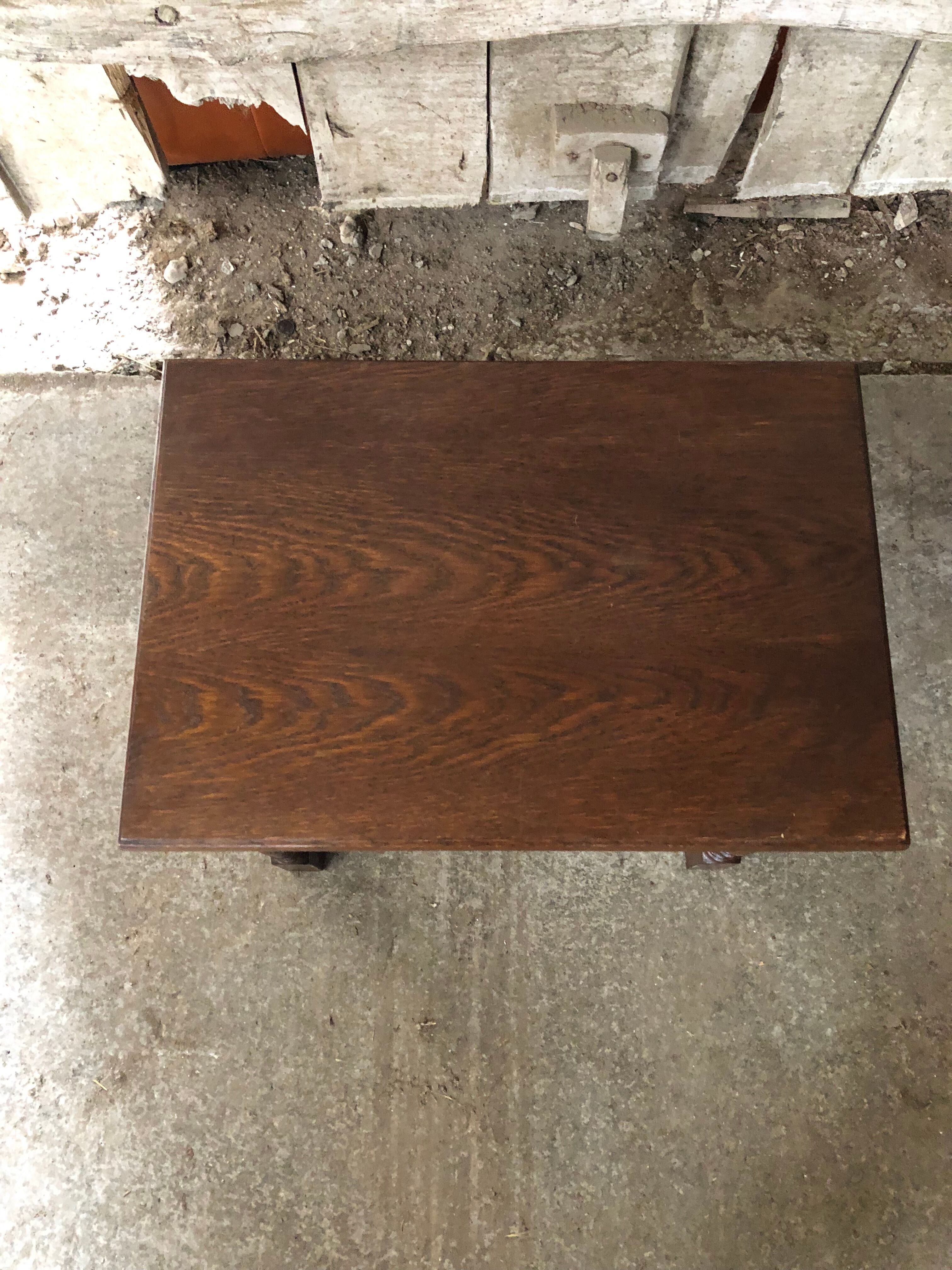 Old Coffee Table End Of Sofa Wood Turned Feet Vintage
