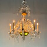 Liège chandelier in blown, molded and pinched glass, circa 1900