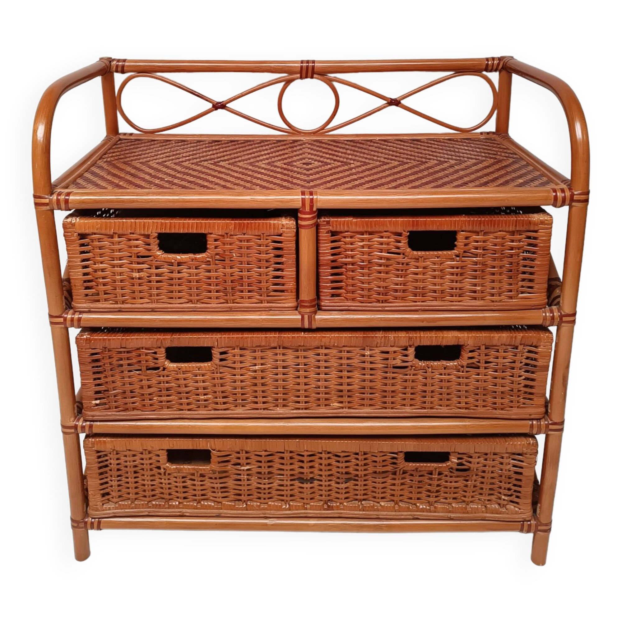 Commode rotin et bambou