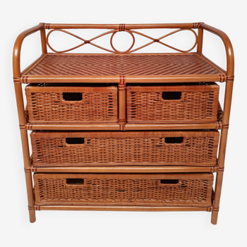 Rattan and bamboo chest of drawers