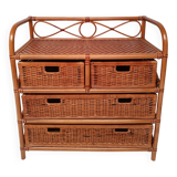Rattan and bamboo chest of drawers