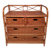 Rattan and bamboo chest of drawers