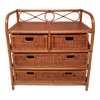 Commode rotin et bambou
