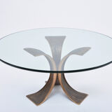 Vintage Brutalist Coffee Table Made of Bronze and Glass