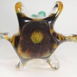 Artistic glass vase in green and amber shades – 1960s/70s