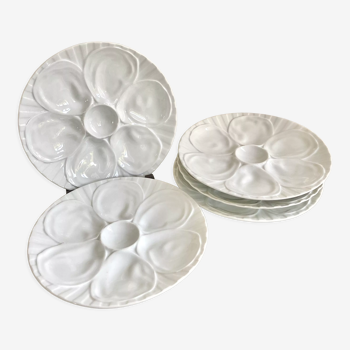 5 oyster plates Pillivuyt white porcelain