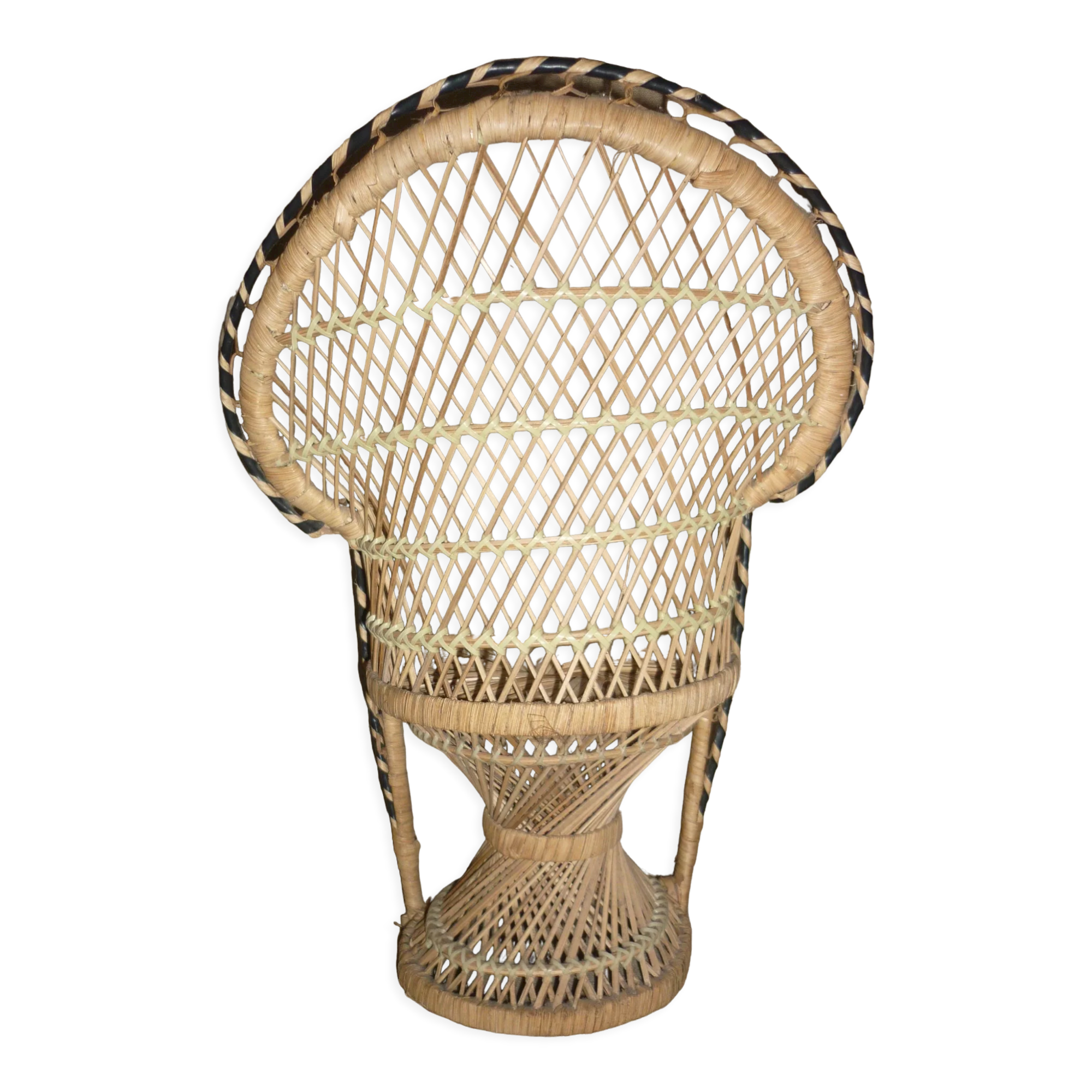 Fauteuil Emmanuelle poupée en osier 70's