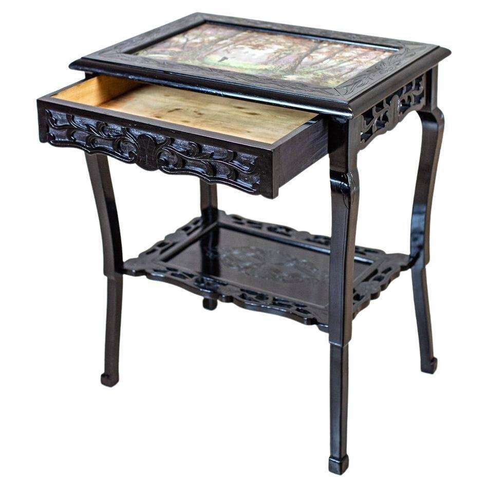 Antique Side Table with Ceramic Top, 1890s