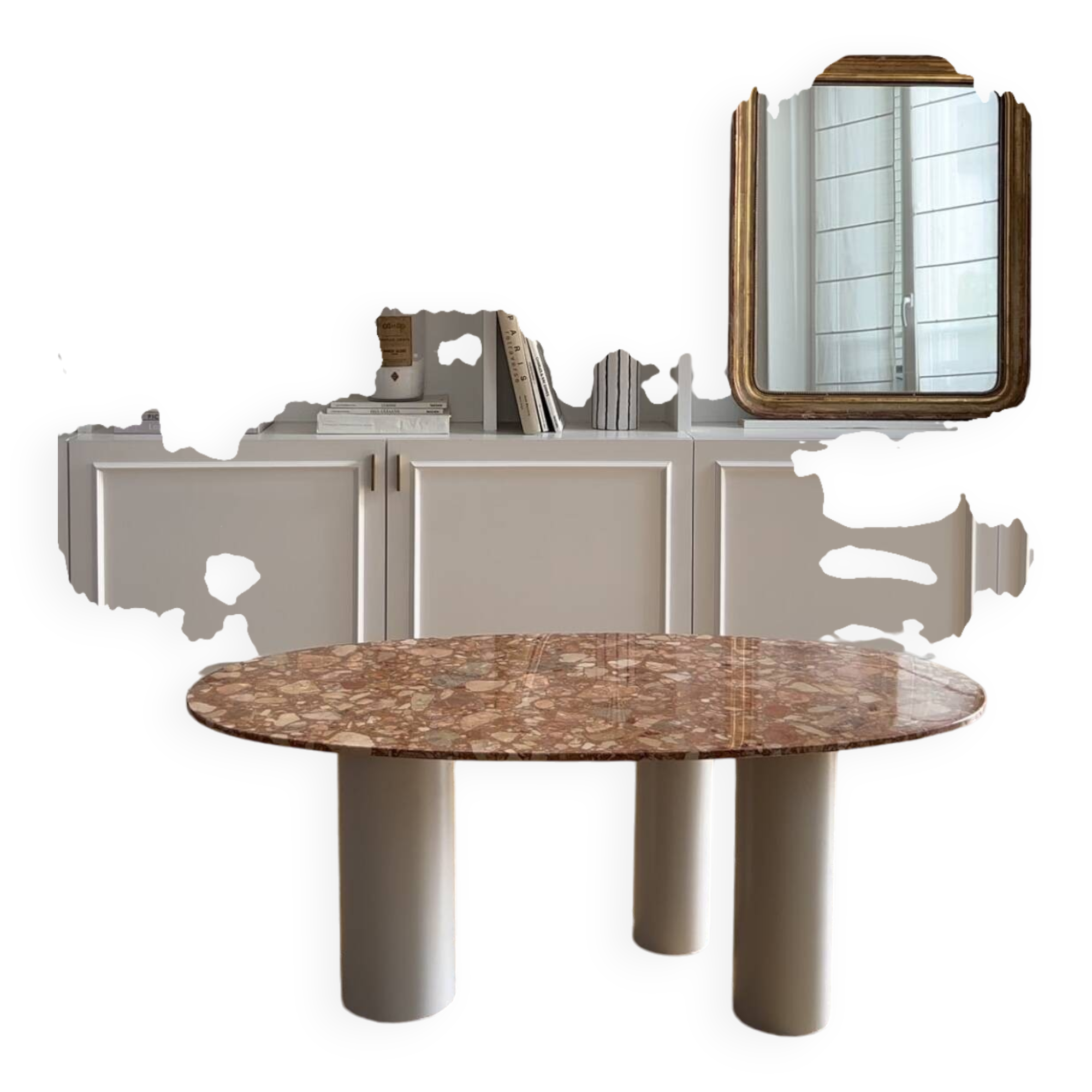 table basse marbre et pieds acier
