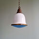 Suspension Bauhaus en opaline blanche et verre satiné bleu, années 1920
