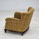 1950s, Danish relax armchair, furniture velour, carved oak wood.