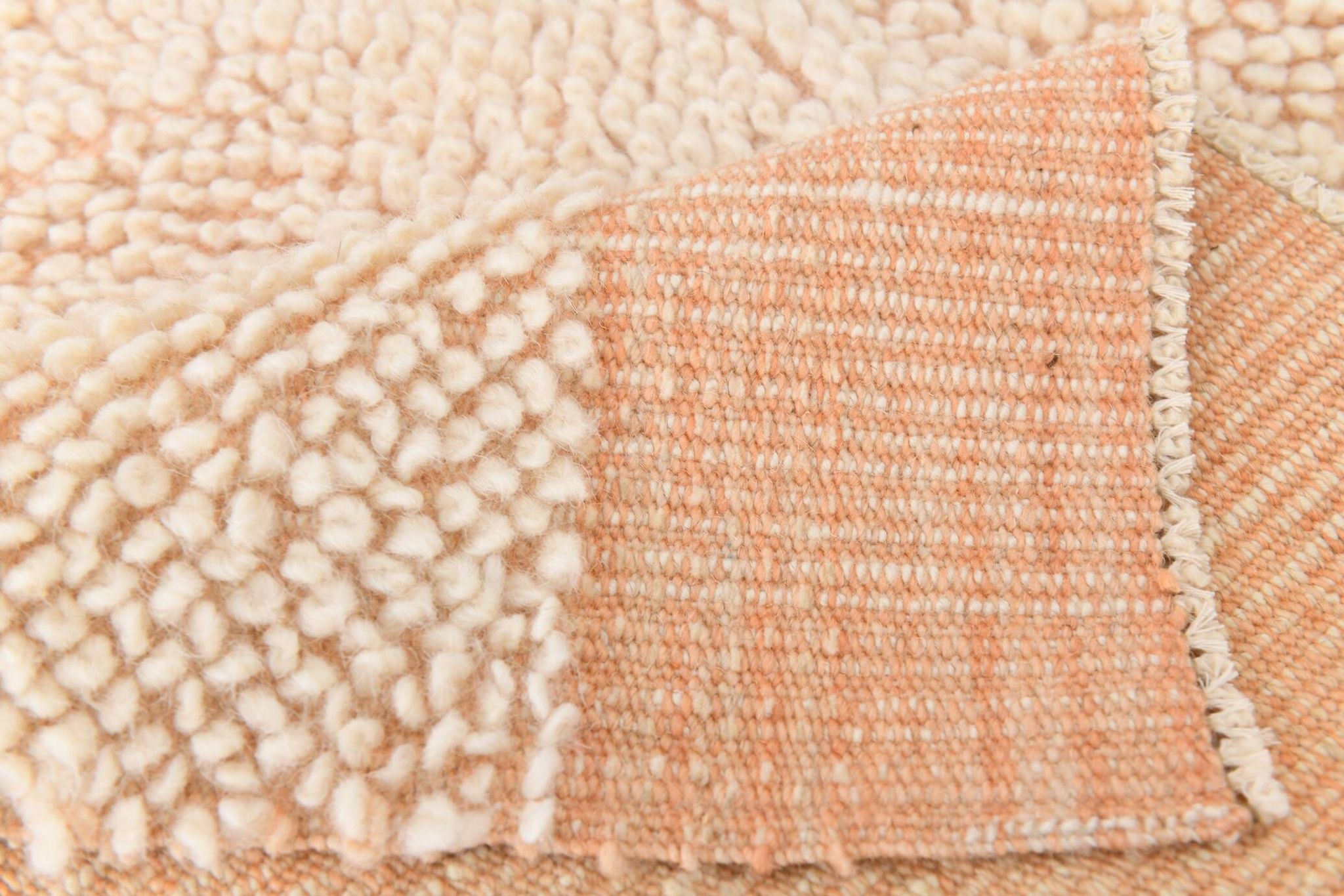4x7 Salmon Beige Handmade Turkish Vintage Rug
