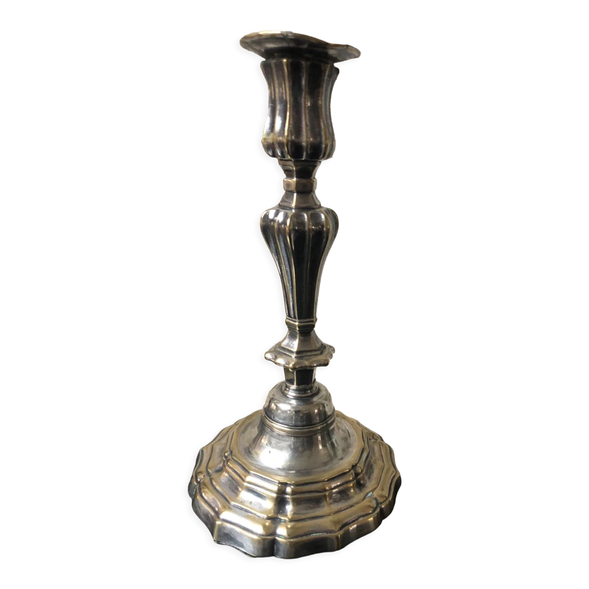 Antique candle holder in silvered bronze
