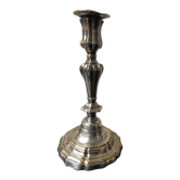 Bougeoir ancien en bronze argenté