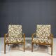 Pair of retro armchairs with floral upholstery, Czechoslovakia, 1960s