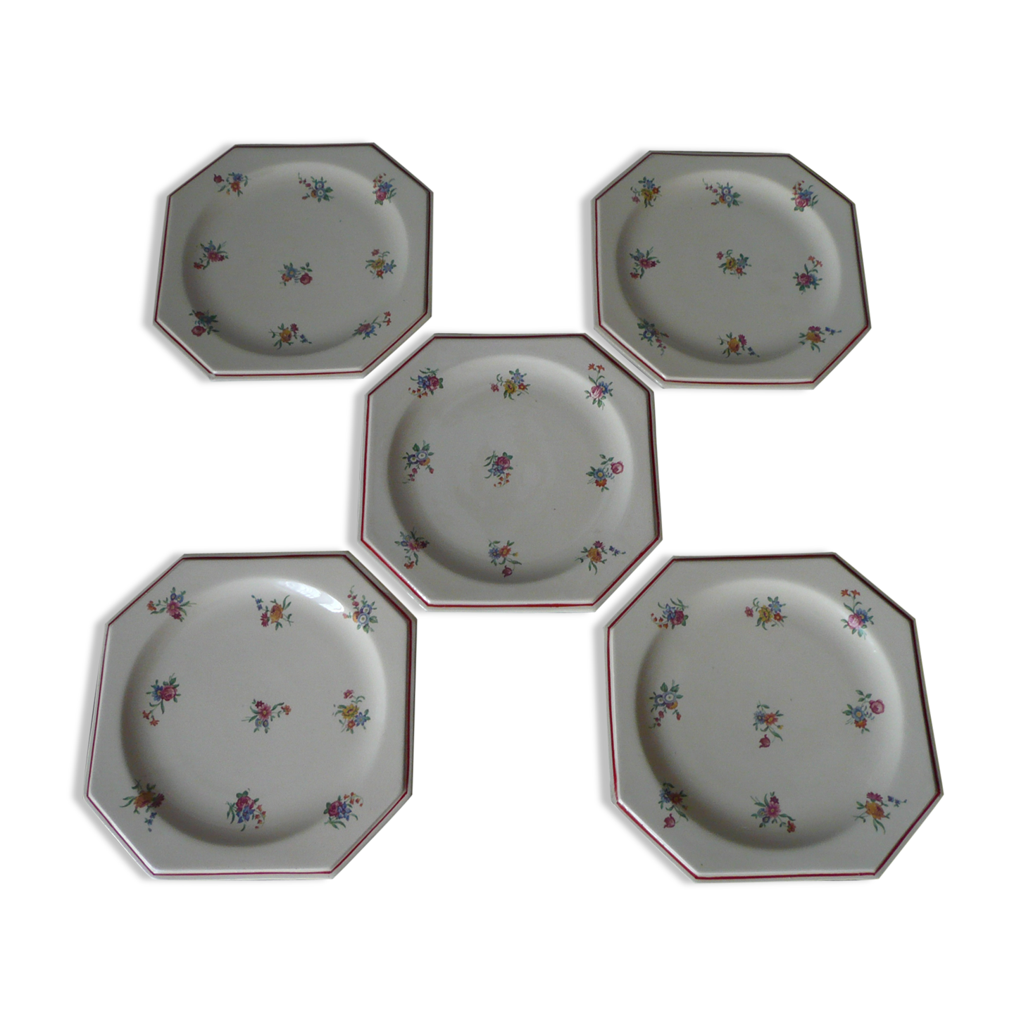 Suite de 5 assiettes à dessert vintage