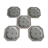 Suite of 5 vintage dessert plates